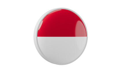 Indonesia, indonasian Circle flag icon . Transparent backgound. 3d rendered with alpha channel. Round shape. 	