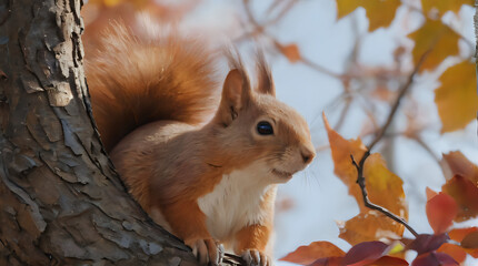 a squirrel that is sitting on a tree branch