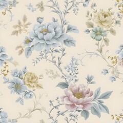Seamless vector floral pattern. Classic illustration. Toile de Jouy Gerenative AI