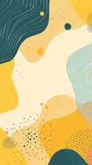 Fototapeta premium Abstract Yellow, Green, and Blue Shapes on a White Background Wallpaper
