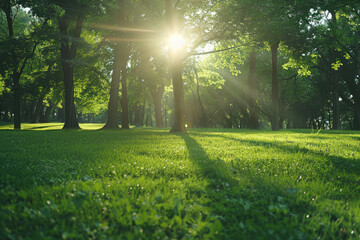 Obraz premium Sunshine penetrates through forests and grasslands