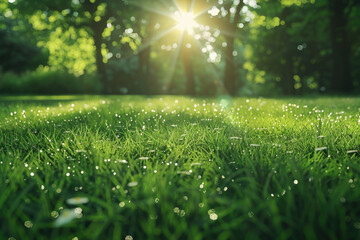 Naklejka premium Sunshine penetrates through forests and grasslands