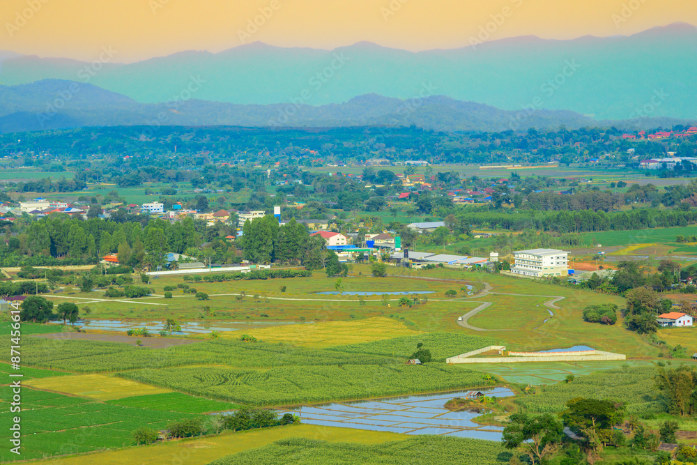 Canvas Prints City view of Mae Khachan Subdistrict at Wiang Pa Pao District in Chiang Rai Province