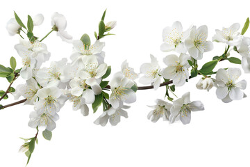 white flowers branch isolated on transparent background