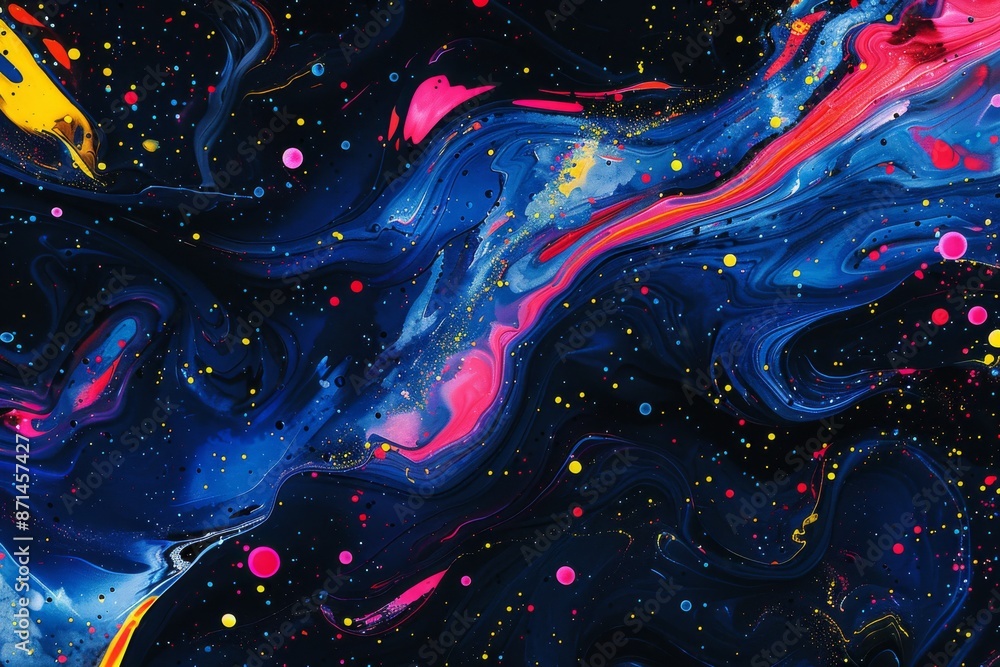 Poster abstract artistic explosion of colorful waves and swirls creating a dynamic visual effect