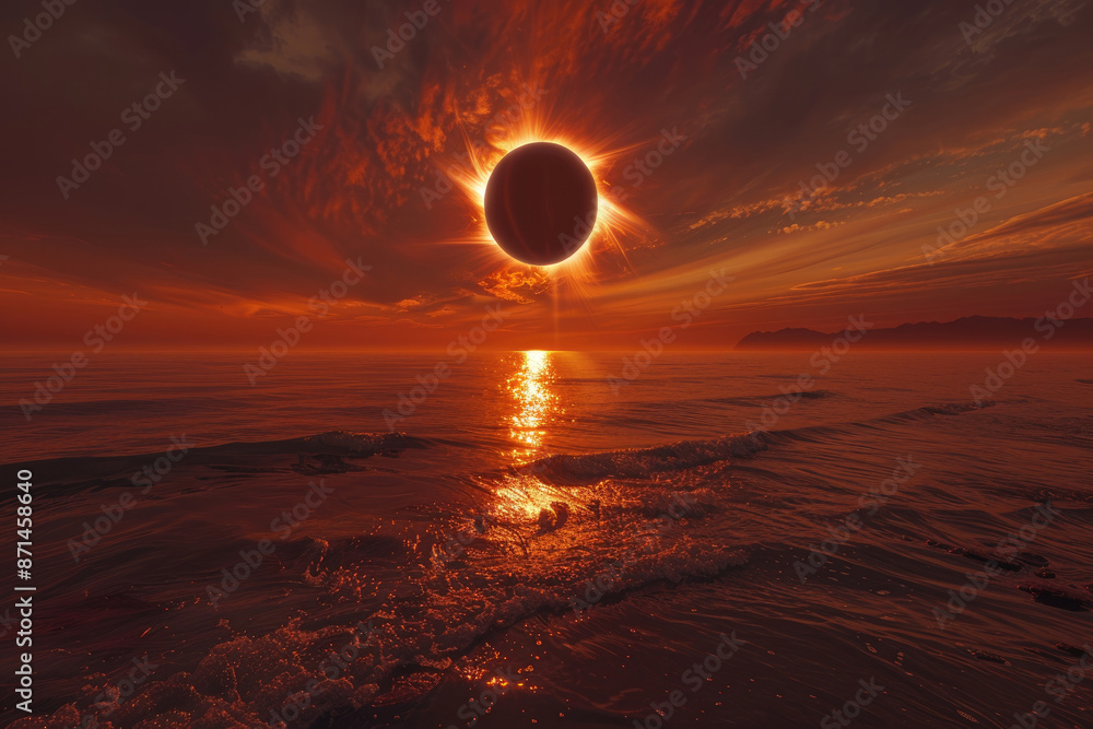 Poster total solar eclipse at sea