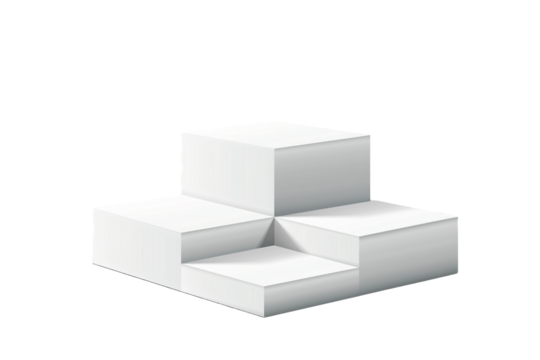white square podiums isolated on transparent background