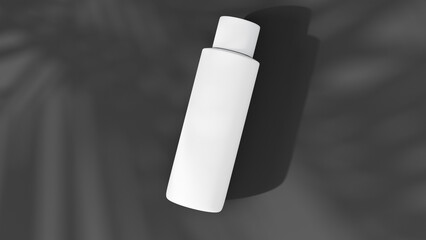a white bottle of lotion on a black background