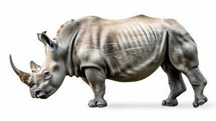 Obraz premium Gray rhinoceros isolated on white background from the front