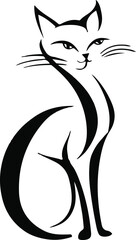 Cat silhouette vector art illustration.