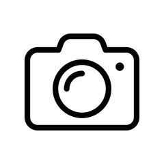 Camera line icon isolated on white background.