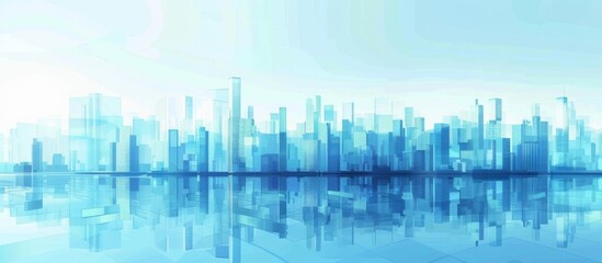 Obraz premium Abstract Vector Illustration, Futuristic blue Urban city Landscape with Advanced Smart City Technology, Graphic Resources, Wallpapers, Brochure, Websites, banner design, Advertising, web, background t