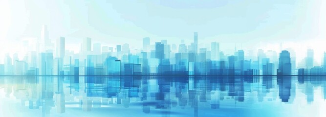 Obraz premium Abstract Vector Illustration, Futuristic blue Urban city Landscape with Advanced Smart City Technology, Graphic Resources, Wallpapers, Brochure, Websites, banner design, Advertising, web, background t