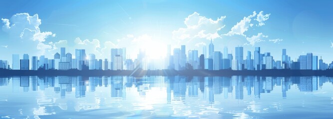Fototapeta premium Abstract Vector Illustration, Futuristic blue Urban city Landscape with Advanced Smart City Technology, Graphic Resources, Wallpapers, Brochure, Websites, banner design, Advertising, web, background t