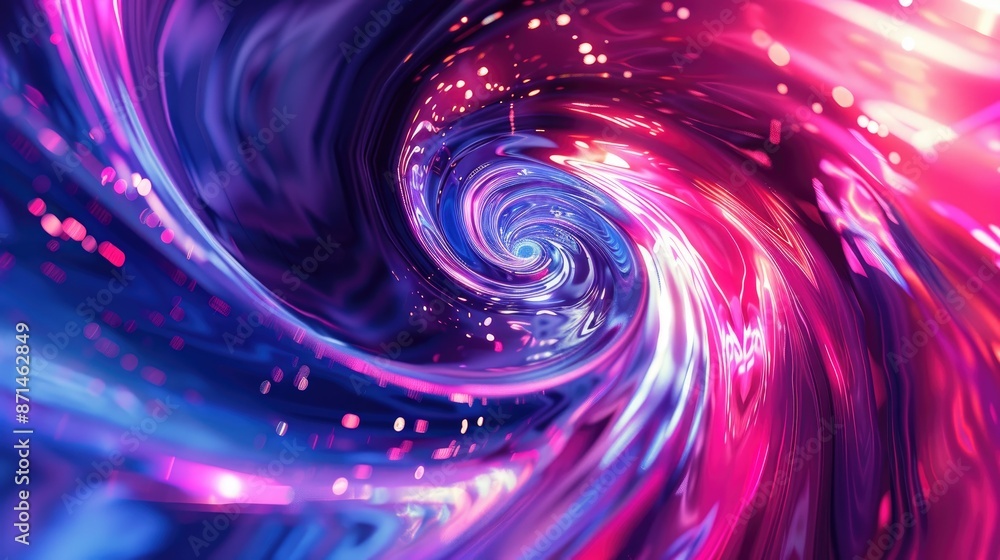 Aufkleber fluid swirl in neon cyberpunk explosion on abstract gradient background