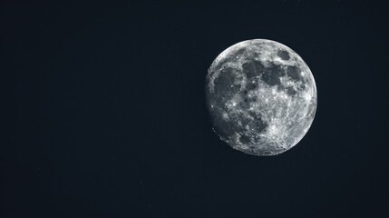 Obraz premium Full moon in horizontal view against black background with space for text