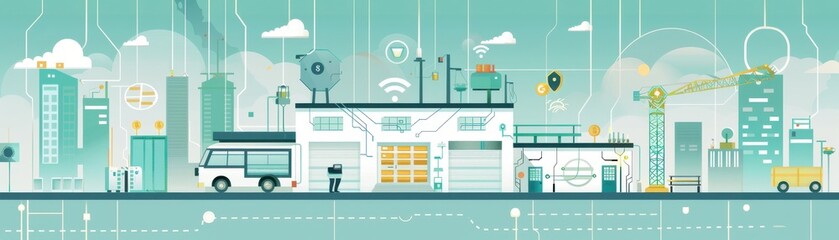Fototapeta premium Green building technology, home energy storage system, blockchain security breach, flat design illustration