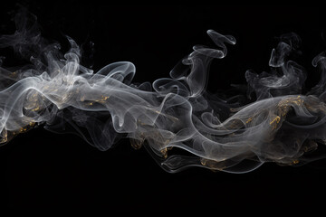 Elegant White Smoke Curling Upwards on Black Background, Ethereal Abstract Design and Atmospheric Vapor Art