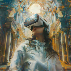 Girl with glasses Virtual and augmented reality
