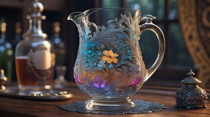 still life with jug and glass of wine