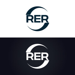 Fototapeta premium RER logo. R E R design. White RER letter. RER, R E R letter logo design. Initial letter RER linked circle uppercase monogram logo. R E R letter logo vector design. top logo, Most Recent, Featured,