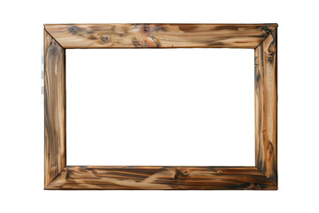 wooden picture frame isolated on transparent background