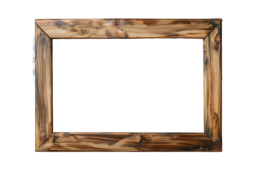 wooden picture frame isolated on transparent background