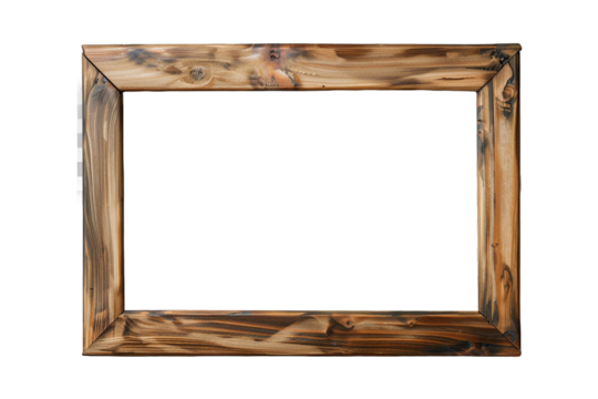 wooden picture frame isolated on transparent background