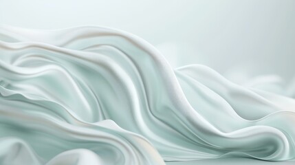 Obraz premium Soft white fabric folds create gentle waves with smooth, elegant texture. Minimalist design perfect for backgrounds and abstract concepts.