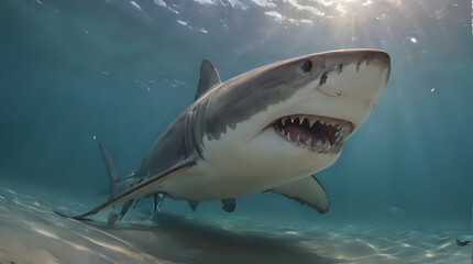 Naklejka premium a shark that is swimming in the water