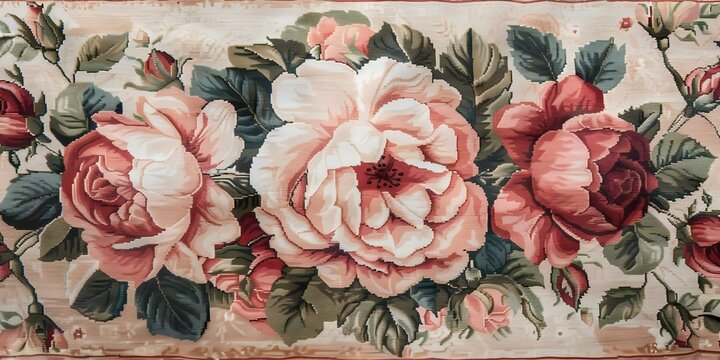 Vintage Floral Rug Antique Rose and French Aubusson Design. Concept Home Decor, Vintage Rugs, Floral Patterns, Antique Design, French Influence