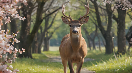 Obraz premium a deer that is standing in the middle of a path