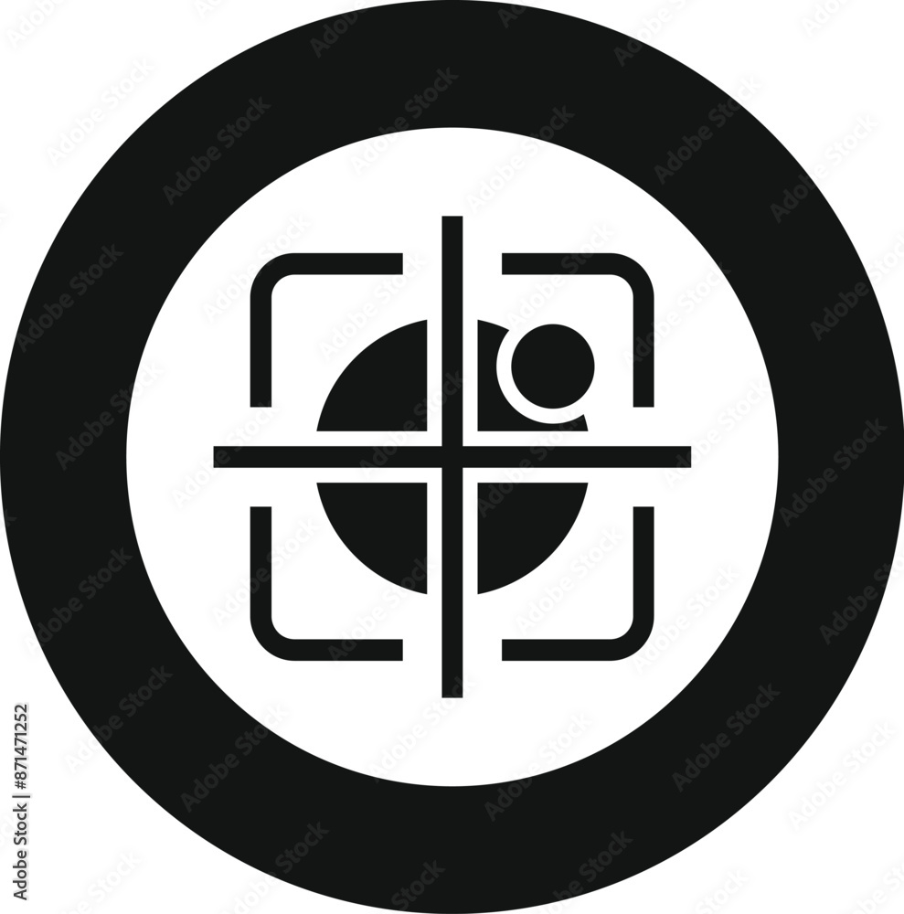 Poster radar is detecting target in crosshair icon in circle round black color vector illustration for web 