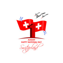 Vector illustration of Swiss National Day social media feed template