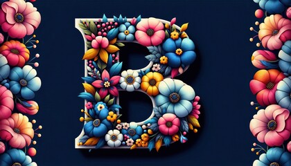 Decorative letter B with intricate floral and ornamental design, creative and artistic representation for branding or initials