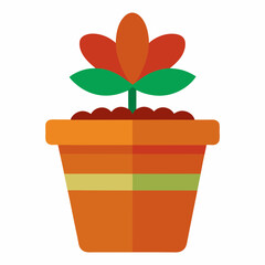 Plant in a Pot Silhouette Vector Illustration