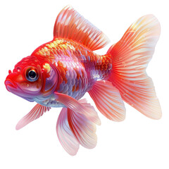 Fototapeta premium Vibrant, detailed image of a colorful goldfish with flowing fins and scales, perfect for aquatic and marine-themed designs.
