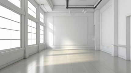 Fototapeta premium Minimalist White Room Background. Clean and Simple Design Providing a Serene and Modern Atmosphere