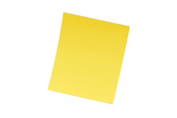 yellow post it note isolated on transparent background