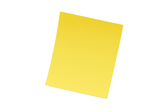 yellow post it note isolated on transparent background