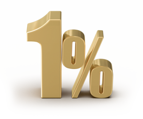 1 Percent Off Sale Gold Number 3D