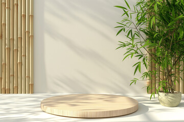 Empty Bamboo Podium in a Natural Setting