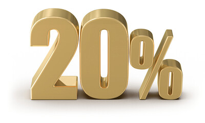 20 Percent Off Sale Gold Number 3D