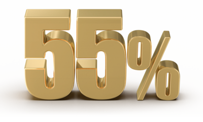 55 Percent Off Sale Gold Number 3D