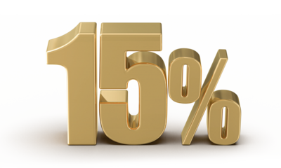 15 Percent Off Sale Gold Number 3D