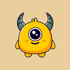 vector cute yellow monster one eye