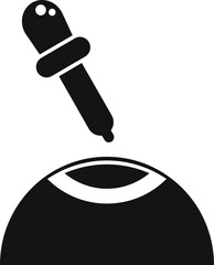Pipette dropping eye drop into eye icon in simple style on a white background