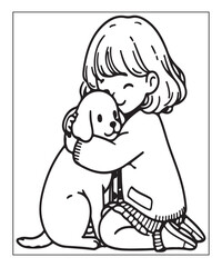 Fototapeta premium cute vector puppy coloring page ai generative