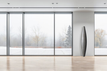 Fototapeta premium Minimalist interiors design apartment composition with minimal arrangements next to a window. Residential interiors in neutral colors.