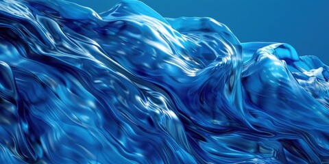 An abstract representation of blue liquid waves, capturing the fluidity and dynamic motion of water in art.